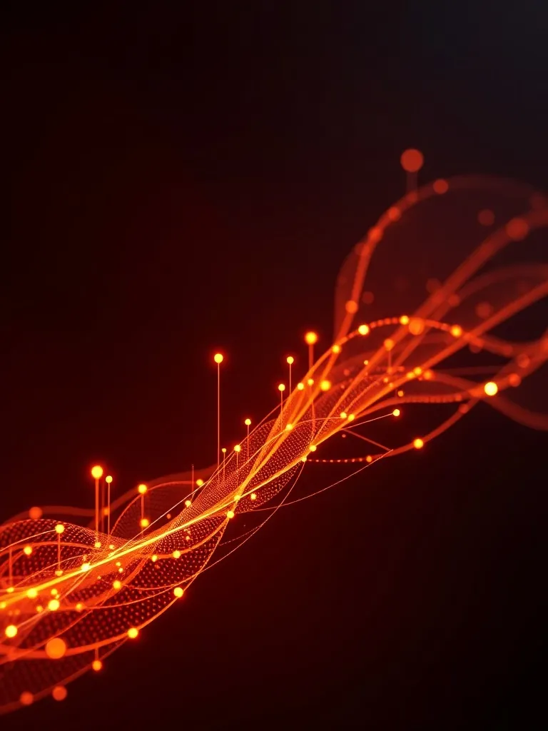 Abstract digital data visualization, glowing lines and point