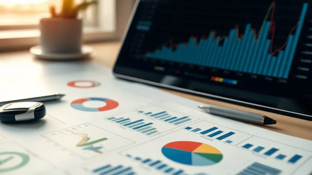 A close up photo of professional financial charts and data o
