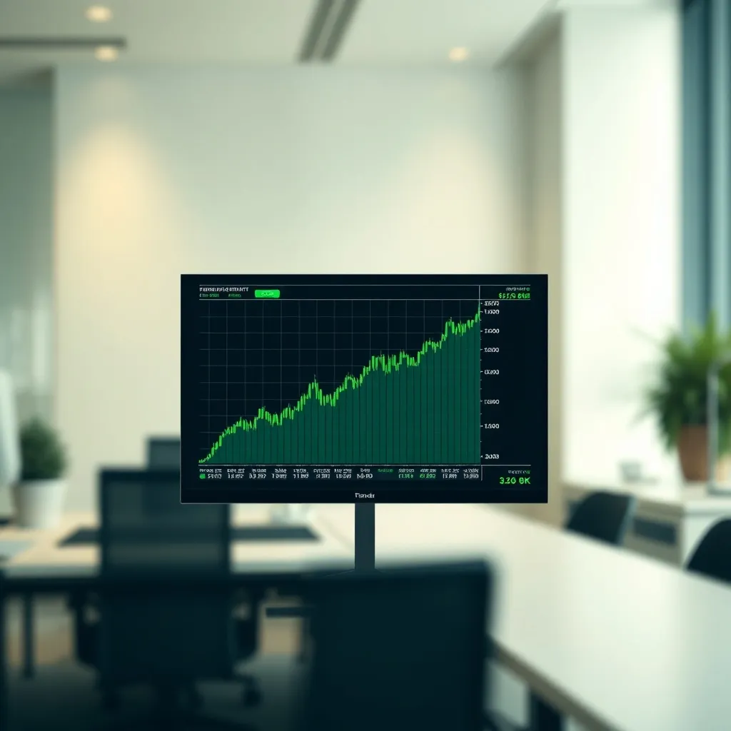 A minimalist representation of a stock market growth chart o